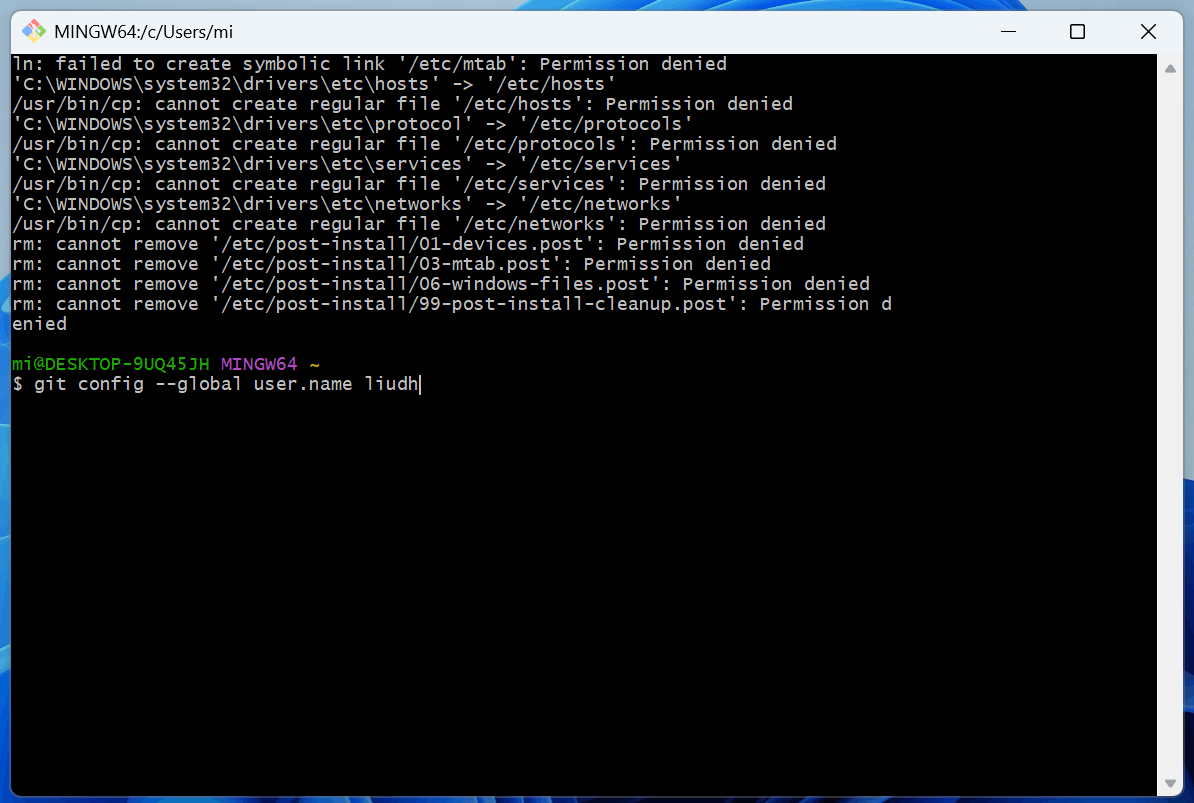 在 Git Bash 中配置用户名