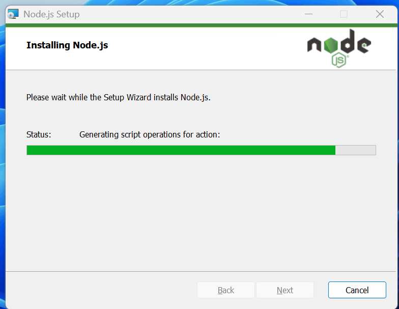 Node.js 安装进度