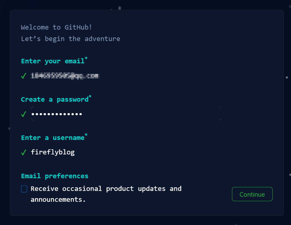 GitHub 注册信息确认