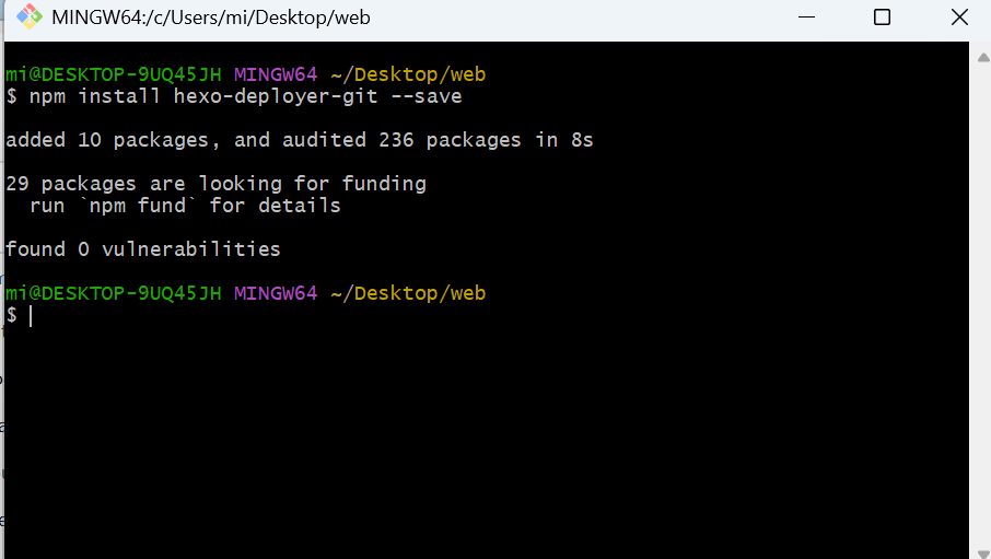 安装 hexo-deployer-git 插件
