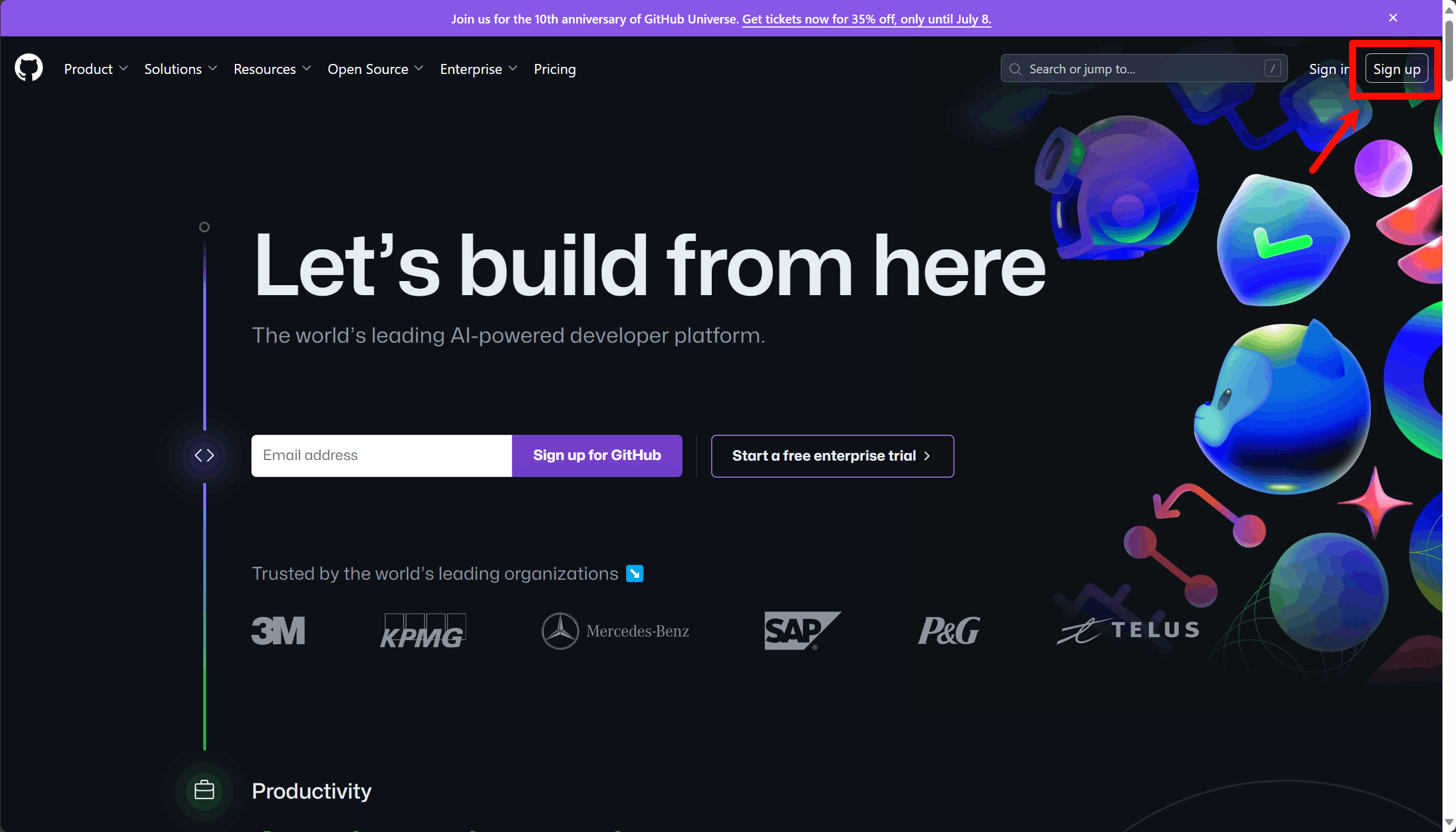 GitHub 账号注册入口